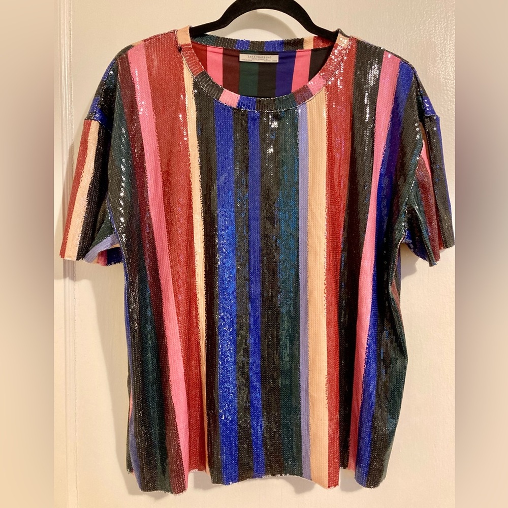 Zara multicolor sequin shirt, size L